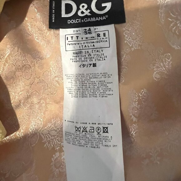 VINTAGE 2004 D&G DOLCE & GABBANA YELLOW TWEED SUIT SIZE 38 / 4 US - Picture 4 of 9